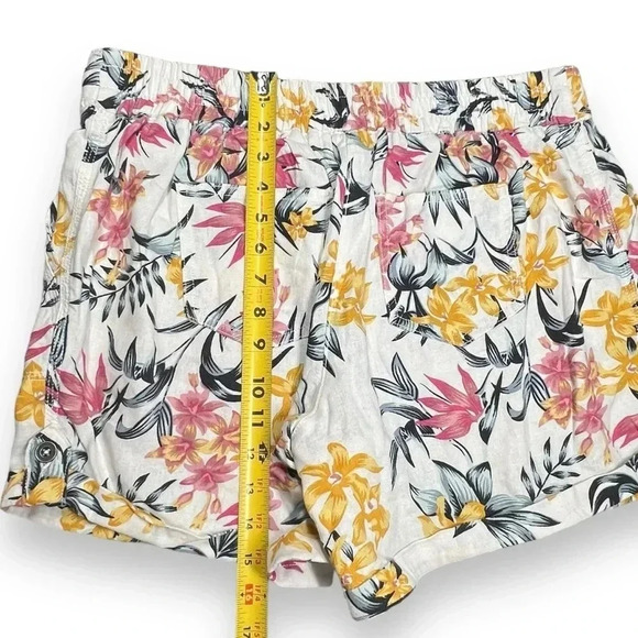 Per Se Tropical Floral Print Linen Shorts Stretch Waist Drawstring Tie Large - Picture 9 of 9